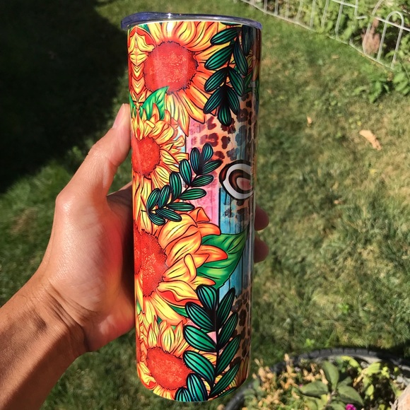 20oz Tumbler, Cow Tumbler, Sunflower Tumbler - Picture 2 of 3